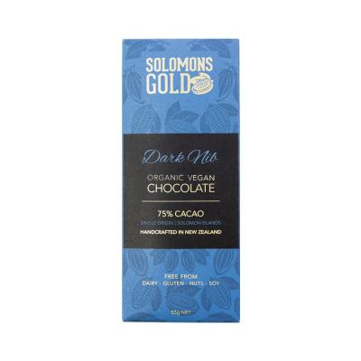 Solomons Gold Organic Vegan Dark Nib Chocolate (75% Cacao) 55g Solomons Gold Organic Vegan Dark Nib Chocolate (75% Cacao) 55g